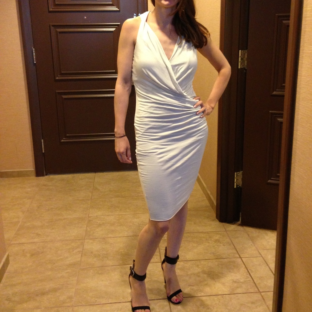 Helmut Lang cream draped dress